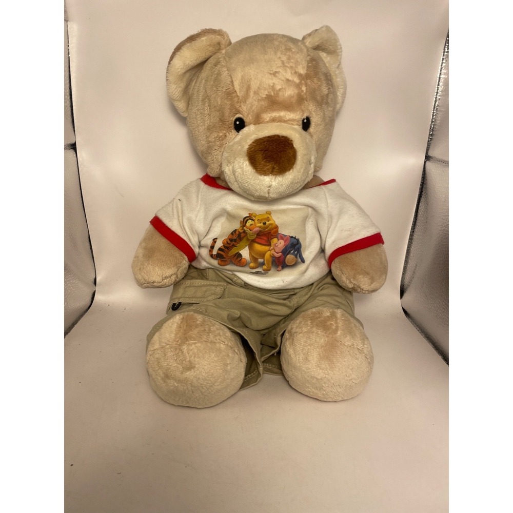 Build A Bear Workshop Plush 14 " W/ Winnie the Pooh Cargo Tan Shorts Costume